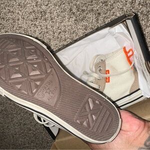 Converse High-Top Sneakers in Cream and Orange